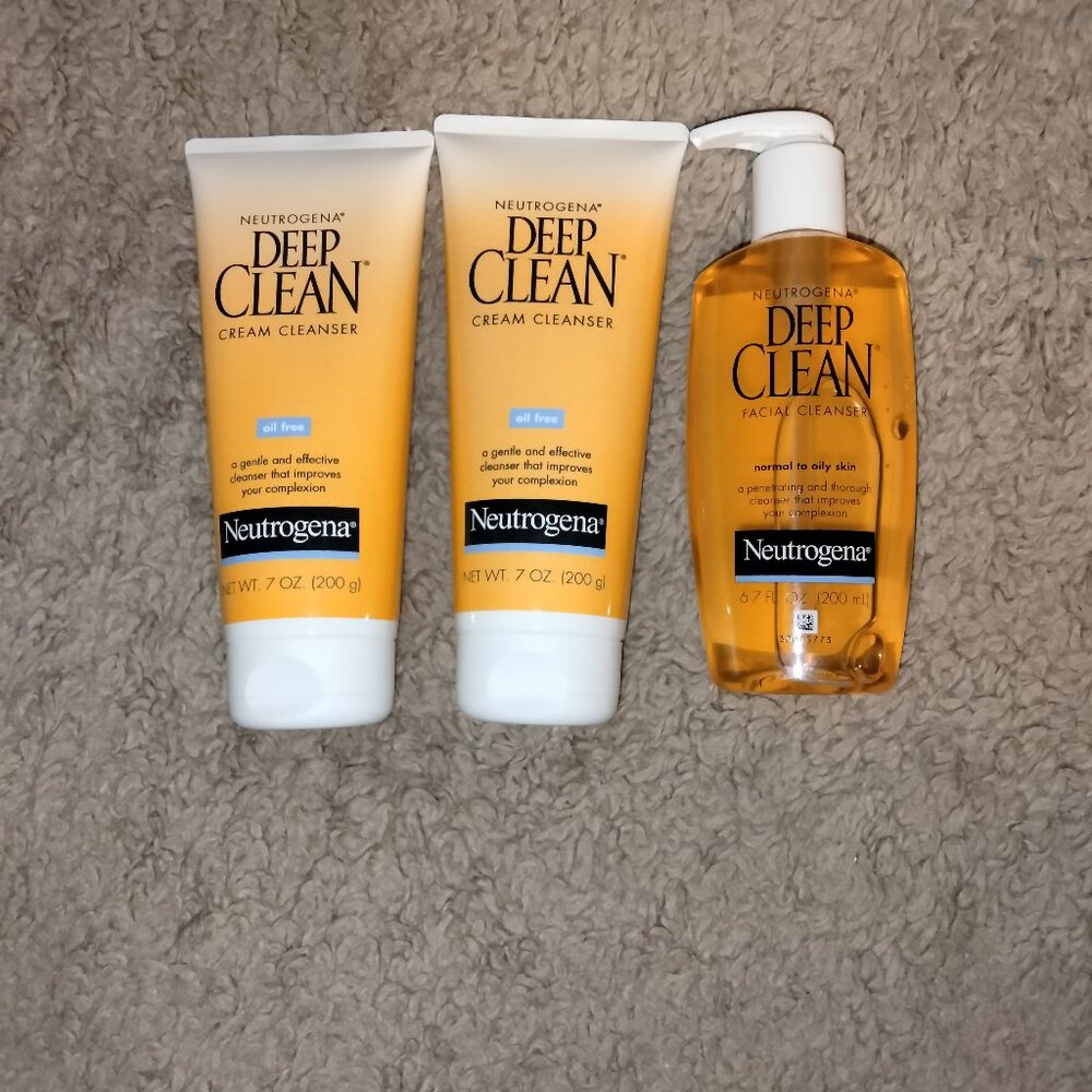 Neutrogena Deep Clean Cream Cleanser 2 total & 1 Deep Clean Liquid Cleanser New